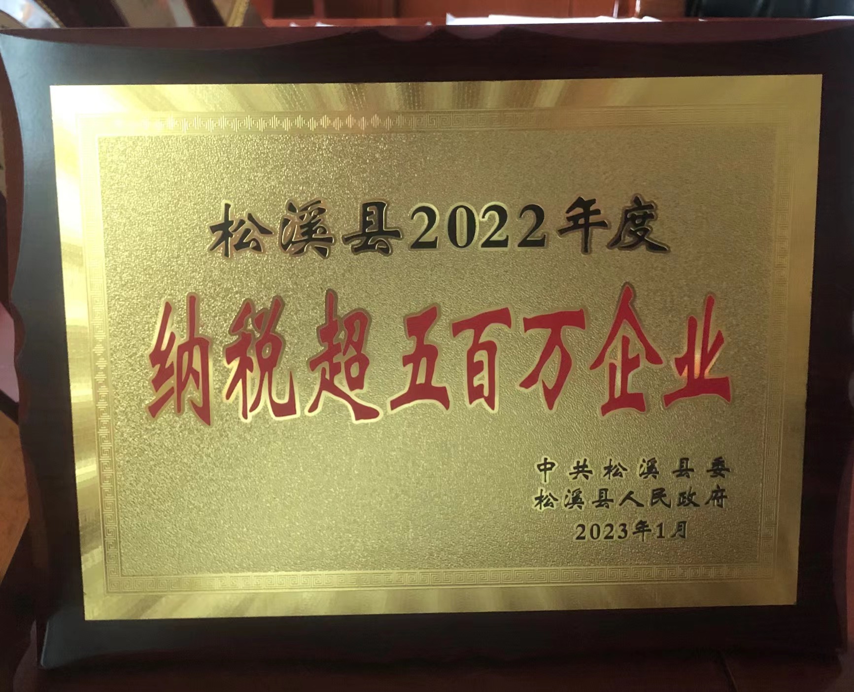 喜報！易順建工集團喜獲“松溪縣2022年度納稅超五百萬企業(yè)”榮譽
